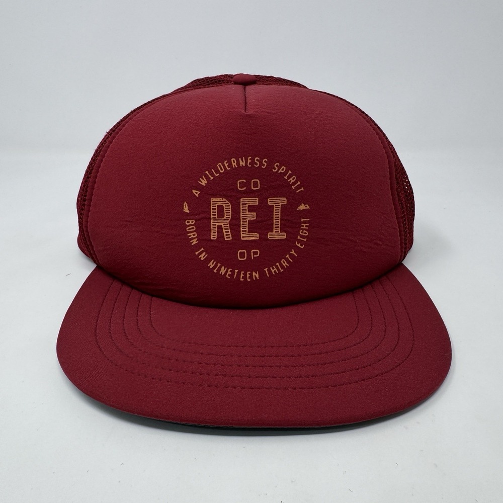 REI Co-op Hat Cap Snap Back Adjustable Red Mesh Trucker Hike Camp